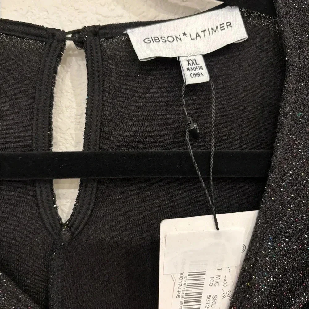 NWT Gibson Latimer Black With Multicolor Rainbow Glitter‎ Mini Dress