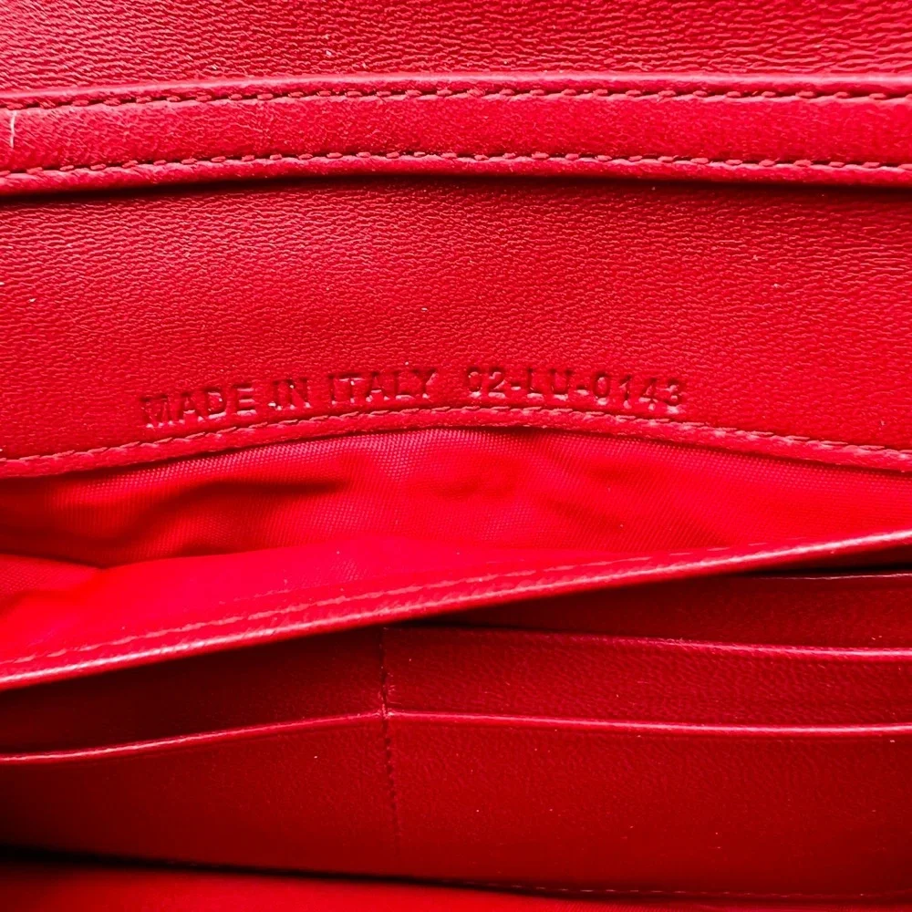 Christian Dior Lady Dior Women Wallet‎ Red Cannage Leather Without Strap Quilted