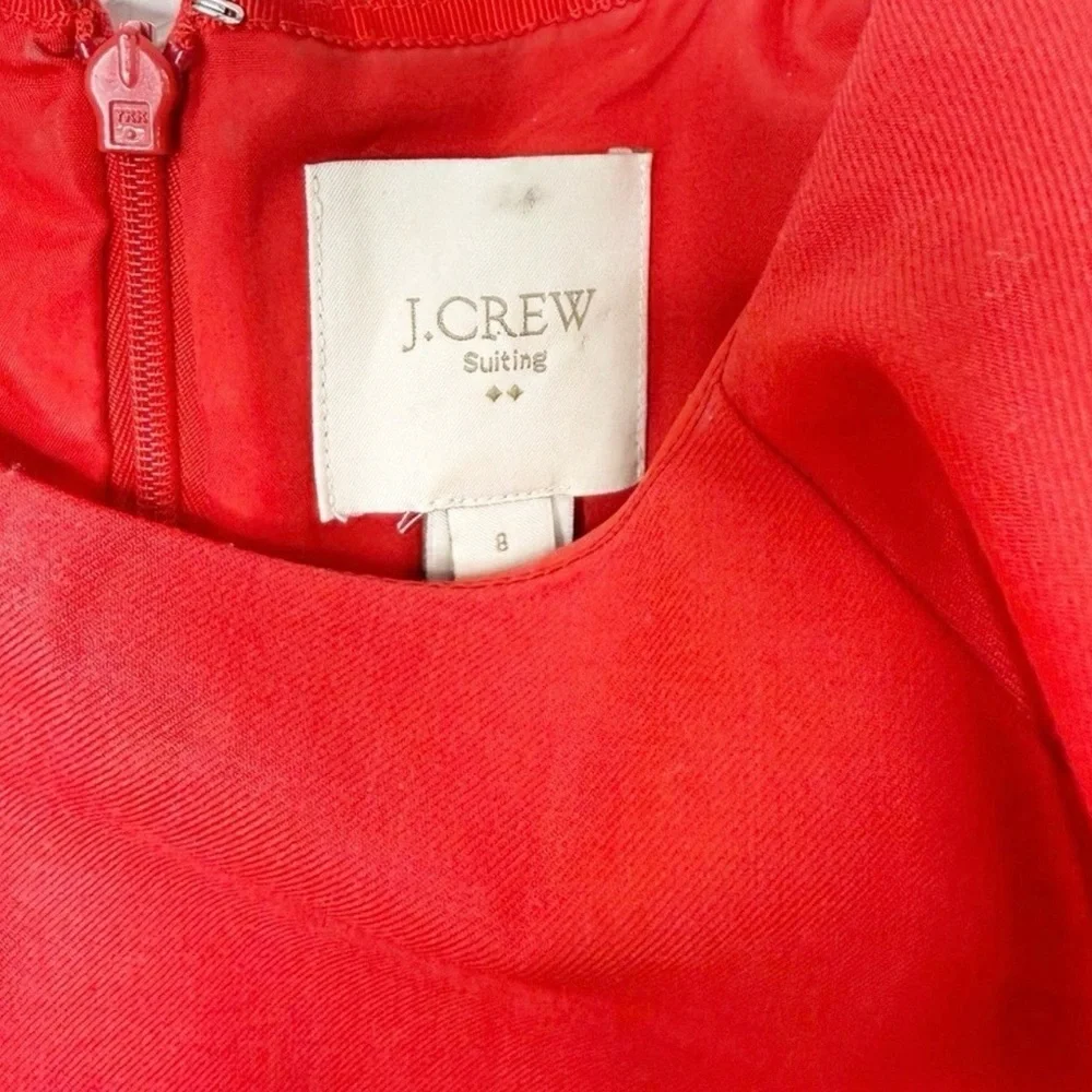 J.‎ CREW Suiting Red Flutter Cap Sleeve in Warm Cerise Red Wool Dress Sz. 8