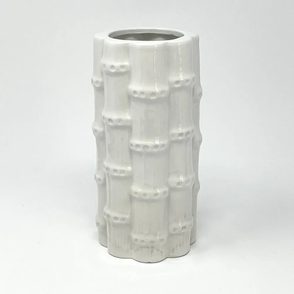 Vintage Rubel Midamerica White Blanc Ceramic Bamboo Vase 7” Made In Portugal