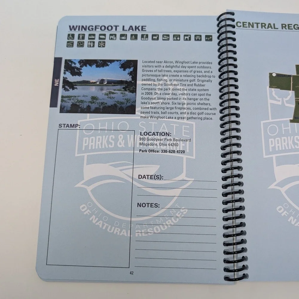 Ohio State‎ Parks Park Passport Guide 2023 Journal Spiral Bound ODNR Stickers