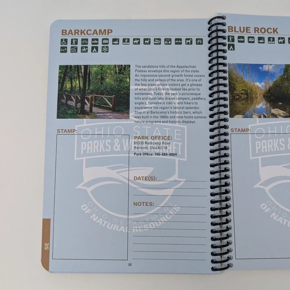 Ohio State‎ Parks Park Passport Guide 2023 Journal Spiral Bound ODNR Stickers