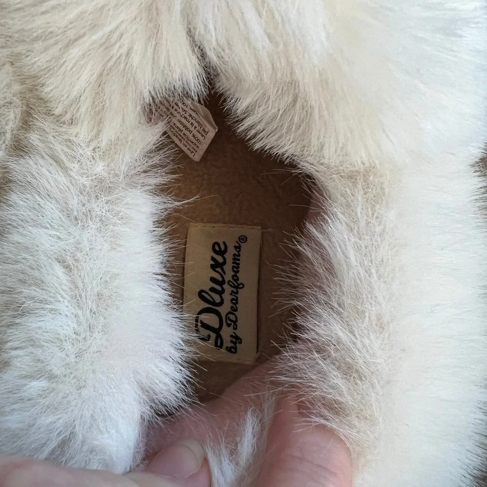 Dearfoams DLuxe Kids Slippers Pink Faux Fur Trim Scuff‎ Small US 5-6 EU 36-37