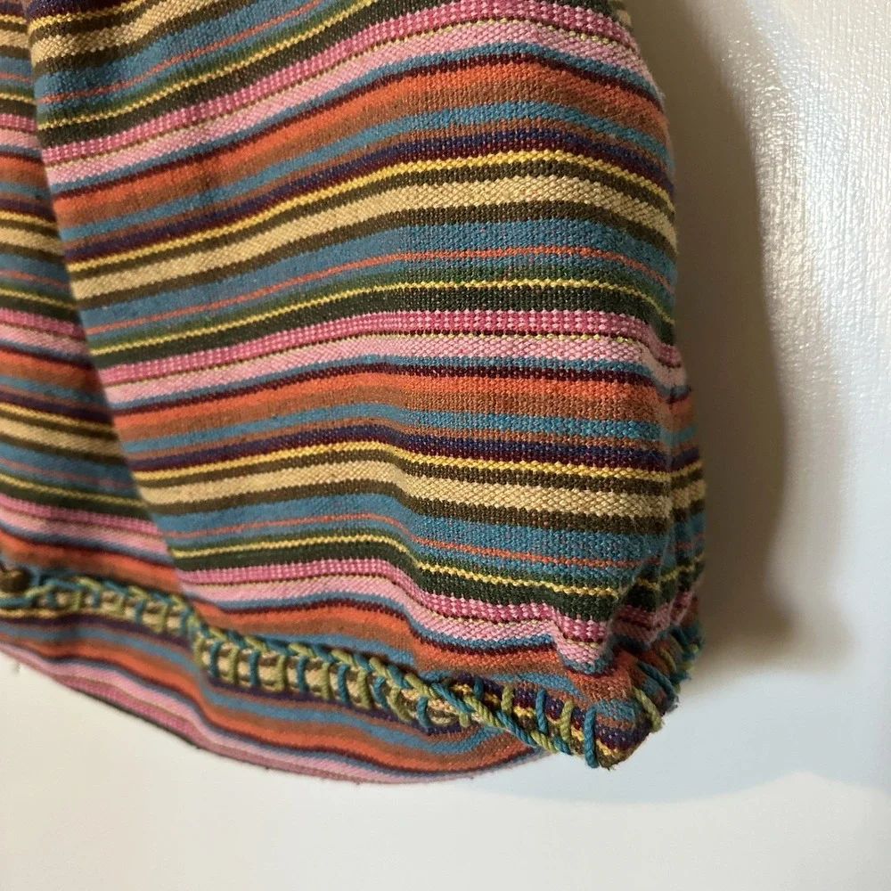 Limited Y2K Fabric & Yarn Large Hobo‎ Bag W/ Braided Straps Rainbow Colorful