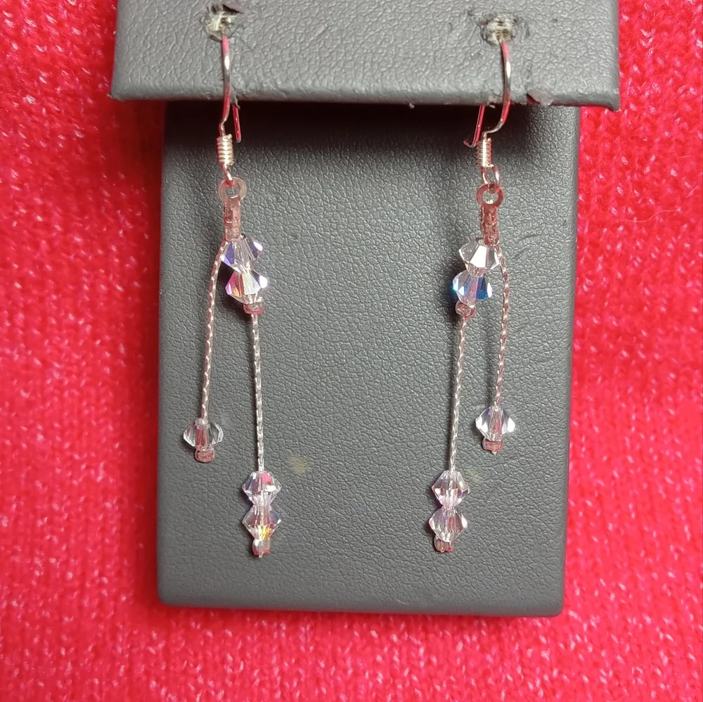 Jewelry sterling 925 Hot Earrings Hook Fashion Drop Sterling Women's Long Dangle