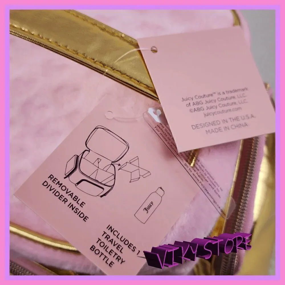 NWT 💖 {Juicy Couture} Glamorous Travel Companion: Pink Velvet Gold Foil Train