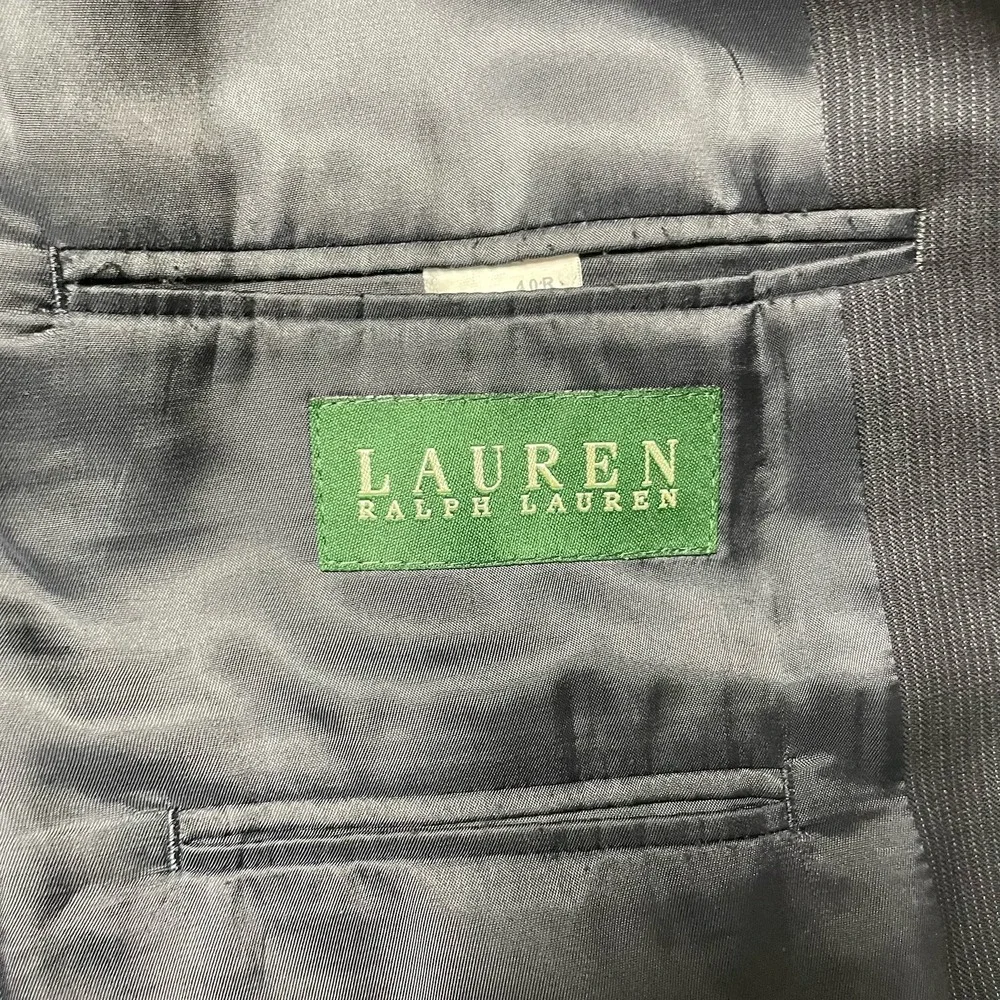 Lauren Ralph Lauren‎ 100% wool Navy Pinstrip Suit Jacket 40R Pants size 34/30