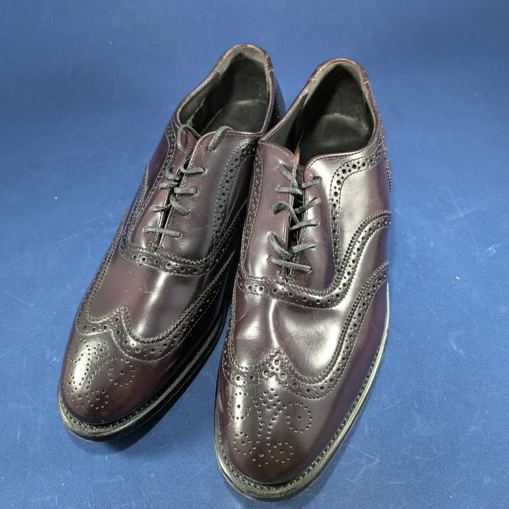 Nunn Bush Wingtip Brogue Oxford Dress Shoes Leather Burgundy Mens‎ Size 10 D
