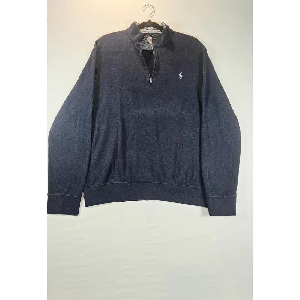 Polo Ralph Lauren Sweater‎ Mens M Blue Pony 1/4 Quarter Zip Long Sleeve Preppy