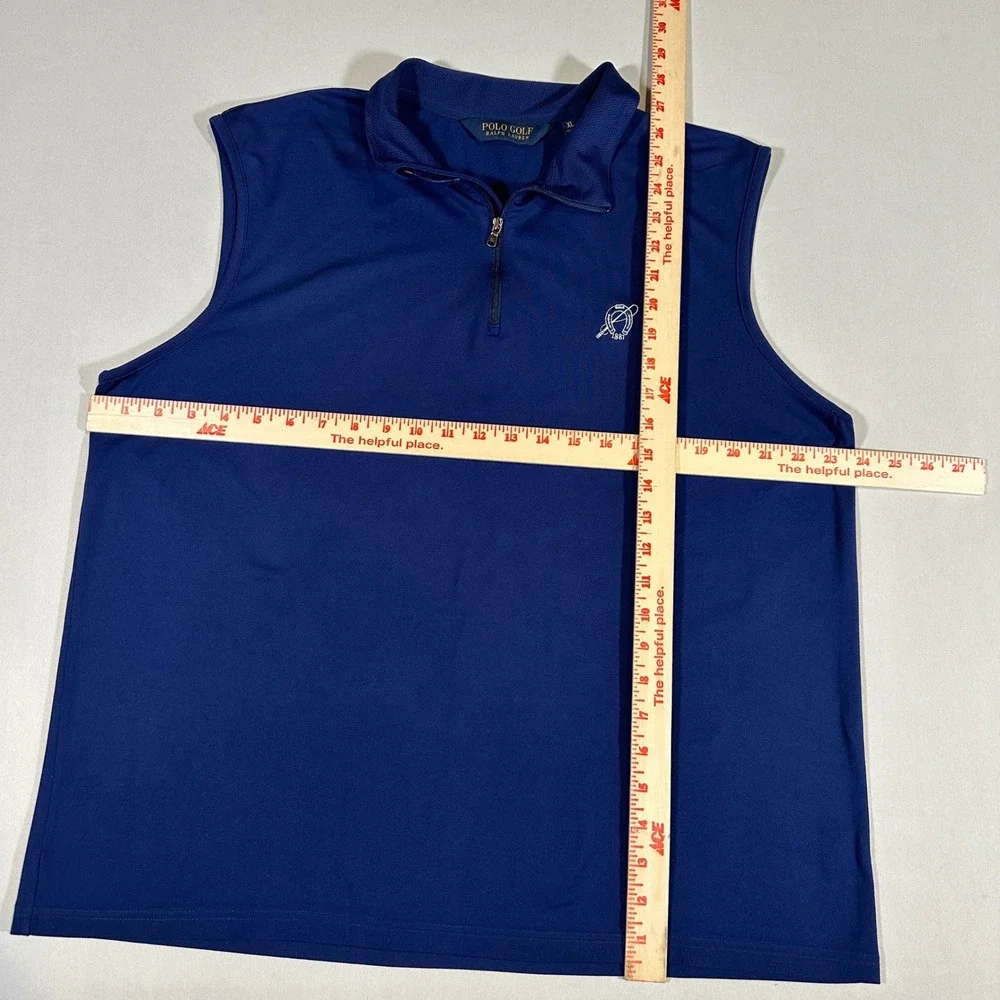 Polo Golf Ralph‎ Lauren Vest Mens XL Blue Quarter Zip Piedmont Driving Club Golf