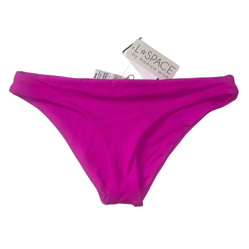 L*SPACE Sandy Bottom Bikini Bottoms Fuchsia Pink Swimsuit Medium M NWOT