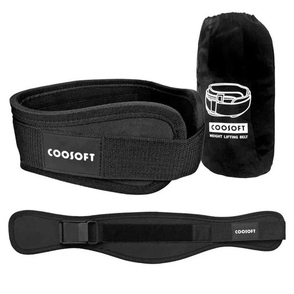 COOSOFT Weight Lifting Belt Medium Black Gym Workout‎ Support Adjustable Strap