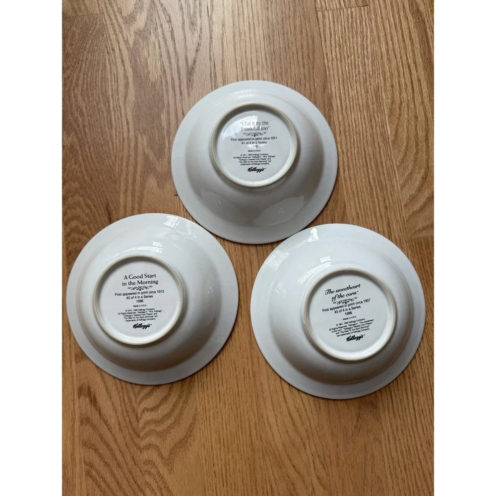 Vintage 1996 Kellogg's 90th Anniversary Cereal Bowls - Set of 3 (#1, #2,‎ #3)