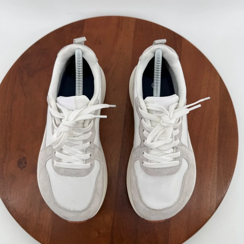 BRONAX S75 White Grey Suede Walking Lifestyle Sneakers EU 39 US Women 8 Men 6.5