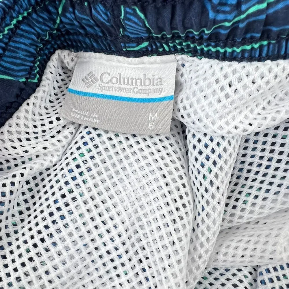 COLUMBIA Blue Marlin Print Swim Trunk Elastic Waist with Lining‎ Size Medium