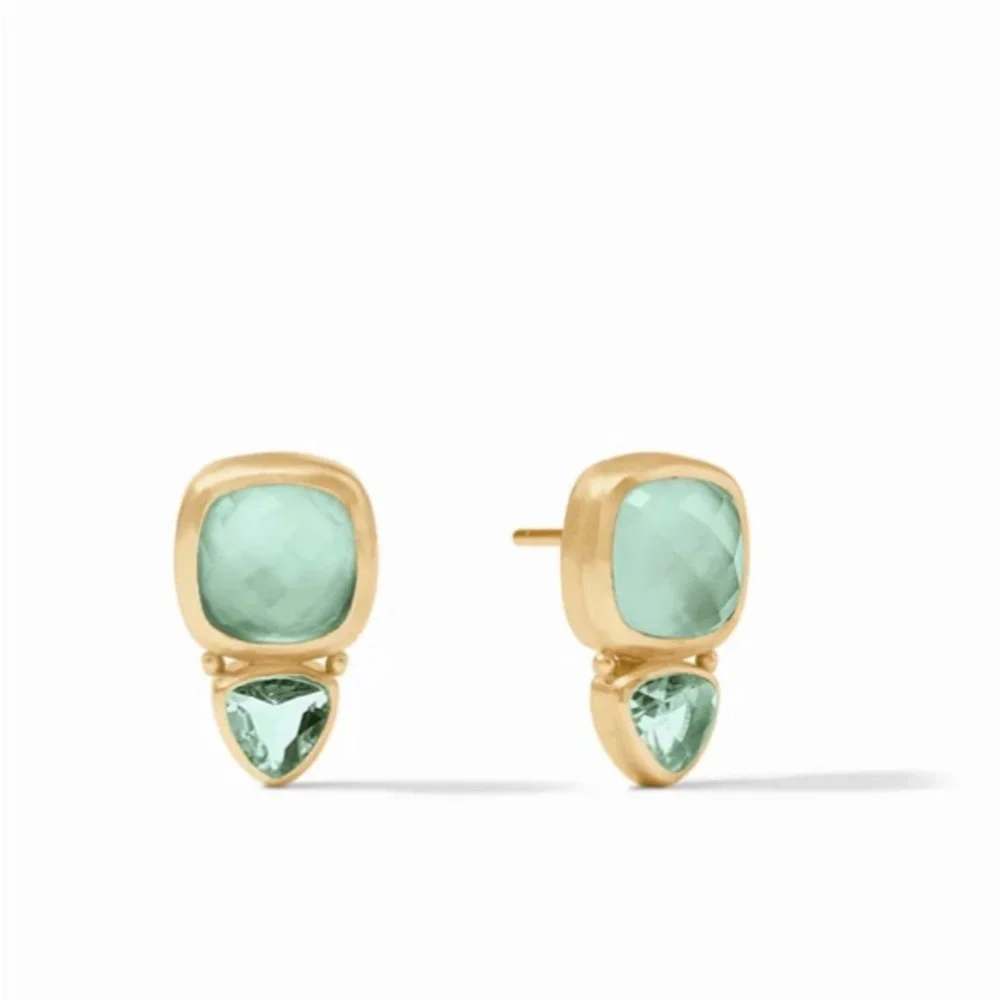 JULIE VOS Iridescent Aquamarine Blue Aquitaine Duo Stud Earrings