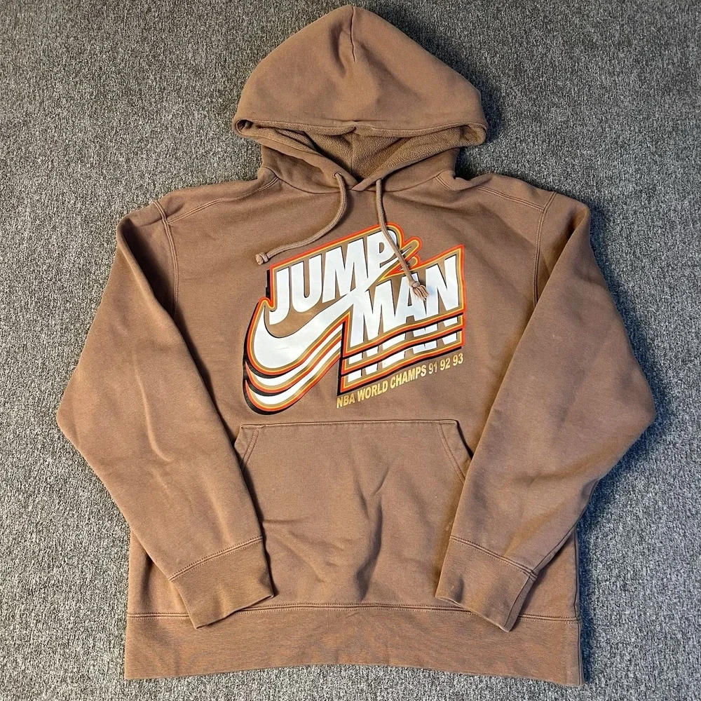 Jordan Jumpman Core Pullover‎ Brown Hoodie Sweatshirt XXL VTG Nike (039)