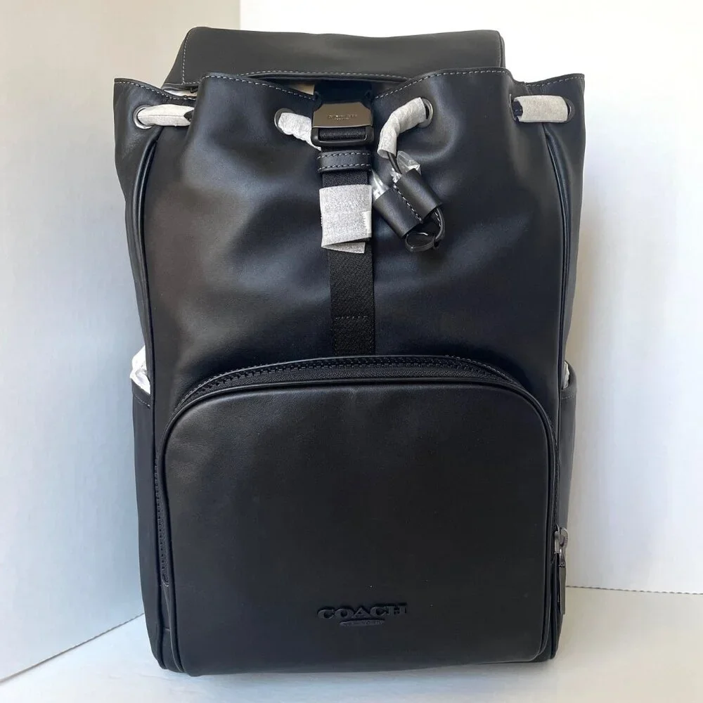 Coach Racer Backpack Large Black Calf Leather Laptop Bag CU112 ORGPKG