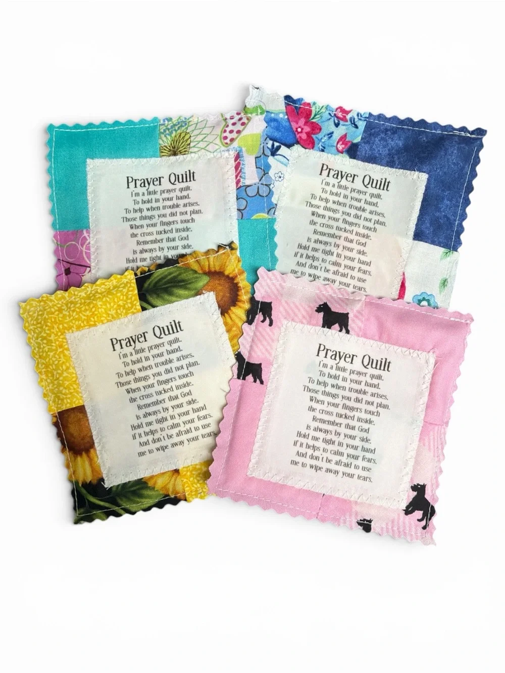 BUY NOW -Handcrafted Prayer Quilt with Uplifting Prayer and Wooden Cross Inside