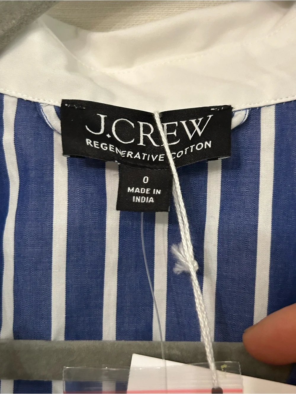 J. Crew Classic Preppy Blue & White Striped Belted Shirt Dress w/Contrast Collar