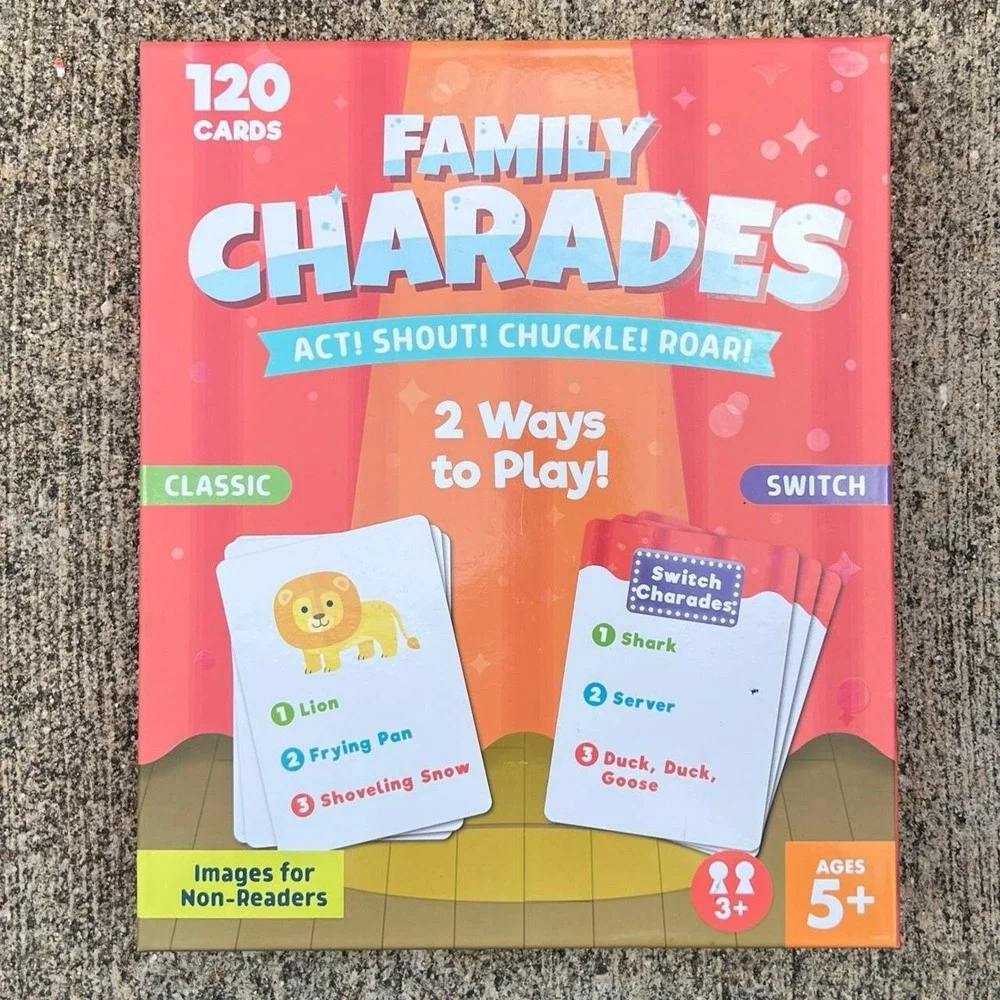 Chuckle & Roar Family Charades Game, 120 Cards, Images, Ages 5+, 2 Ways