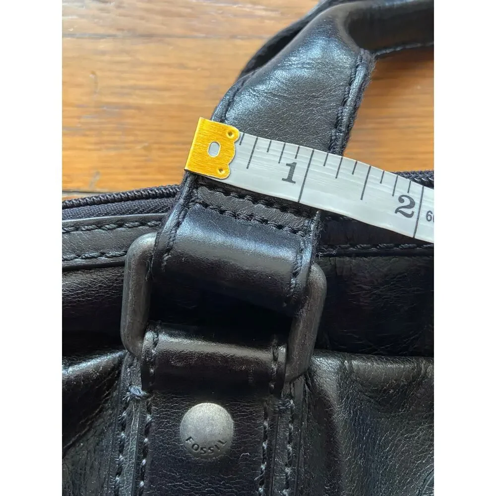 FOSSIL Black Leather Padded Mens Attache