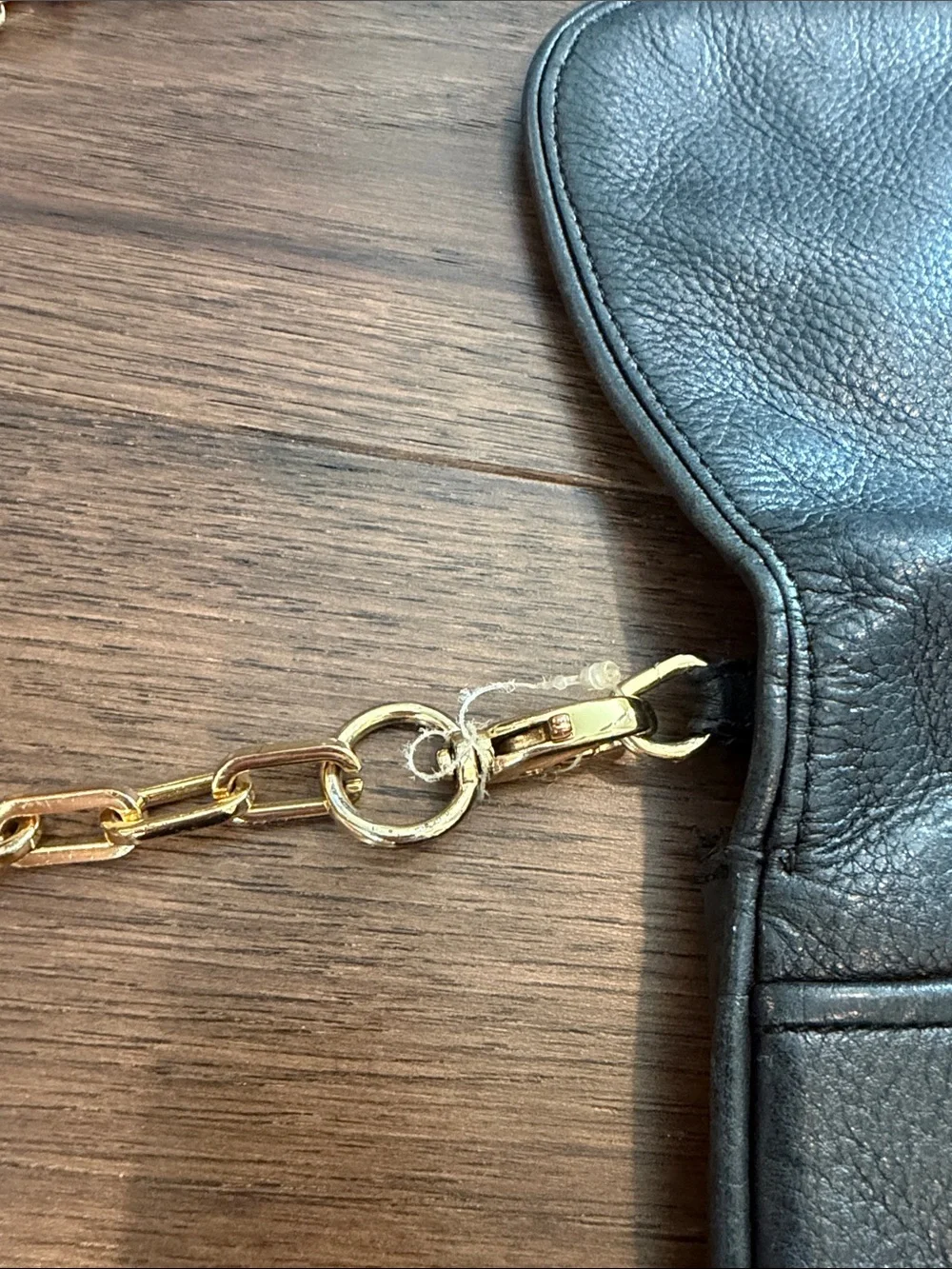 Tory Burch Black Leather Crossbody with Gold-Tone Logo and Chain - C39-182