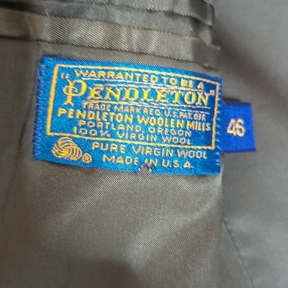 Vtg Pendleton Sports Coat quality heavy wool menswear print gray tweed Sz 46