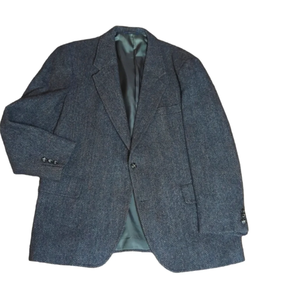 Vtg Pendleton Sports Coat quality heavy wool menswear print gray tweed Sz 46