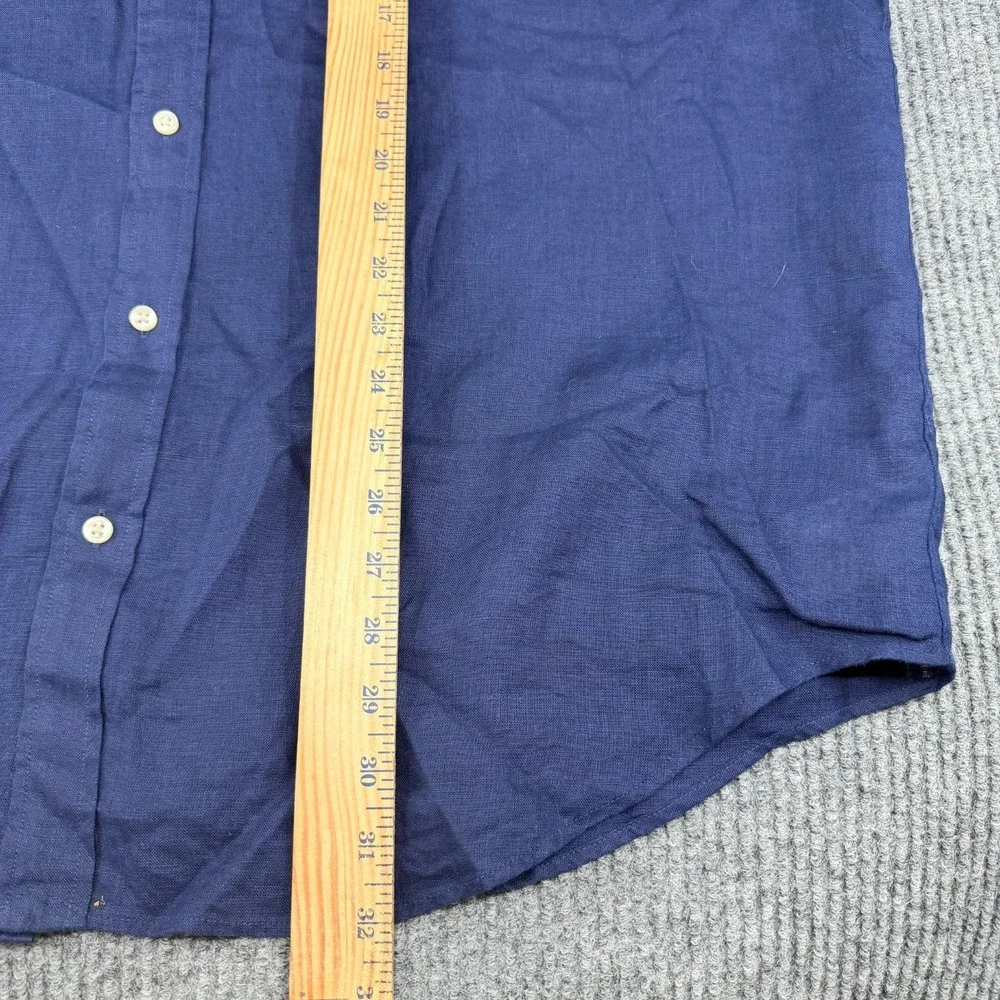 Polo Ralph Lauren Men's 100% Linen Short Sleeve Classic Fit Camp Shirt XXL Blue