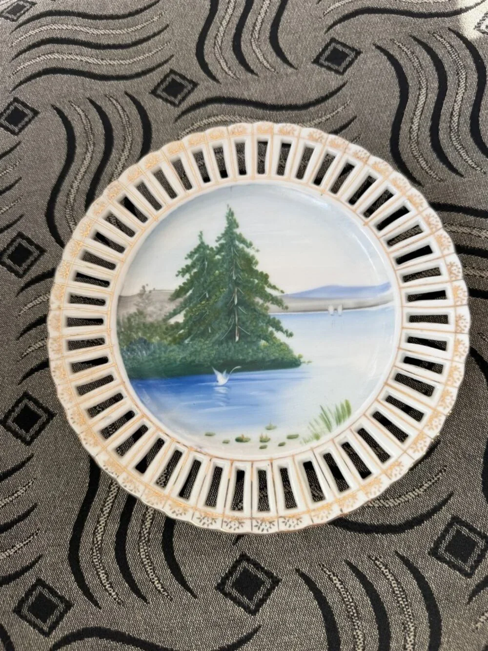 Vintage Ucagco Japan Hand Painted Reticulated Plate 7