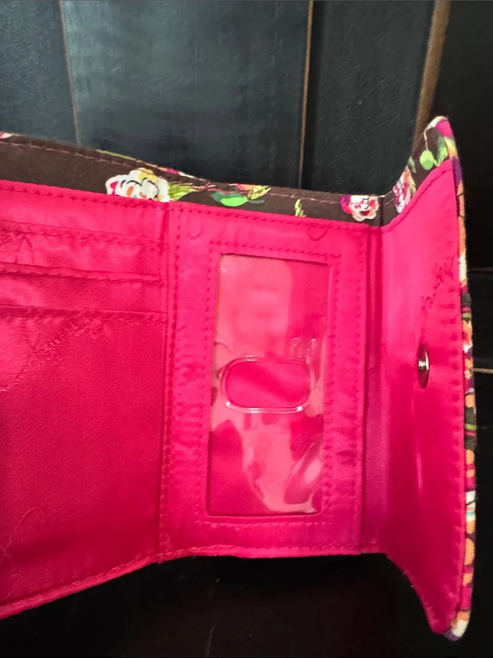 Vera Bradley Floral Quilted Clasp Wallet - Brown, Pink & Orange