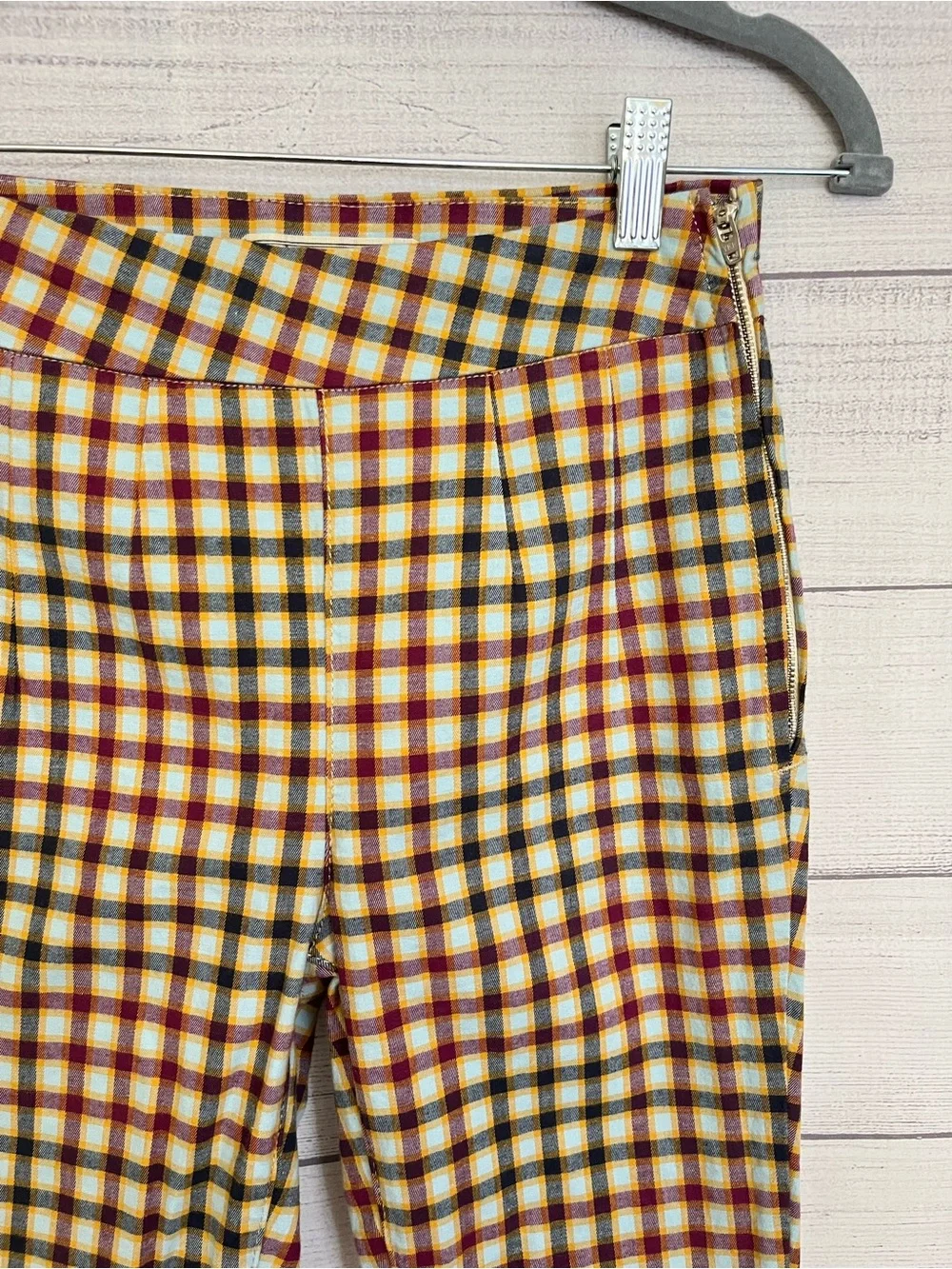 Free People | High-Waist Gingham Printed Skinny Pants