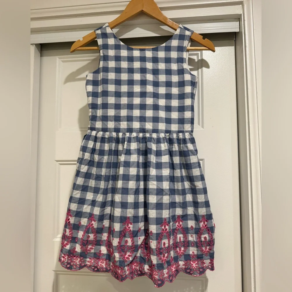GAP kids Blue Gingham Eyelet trim dress