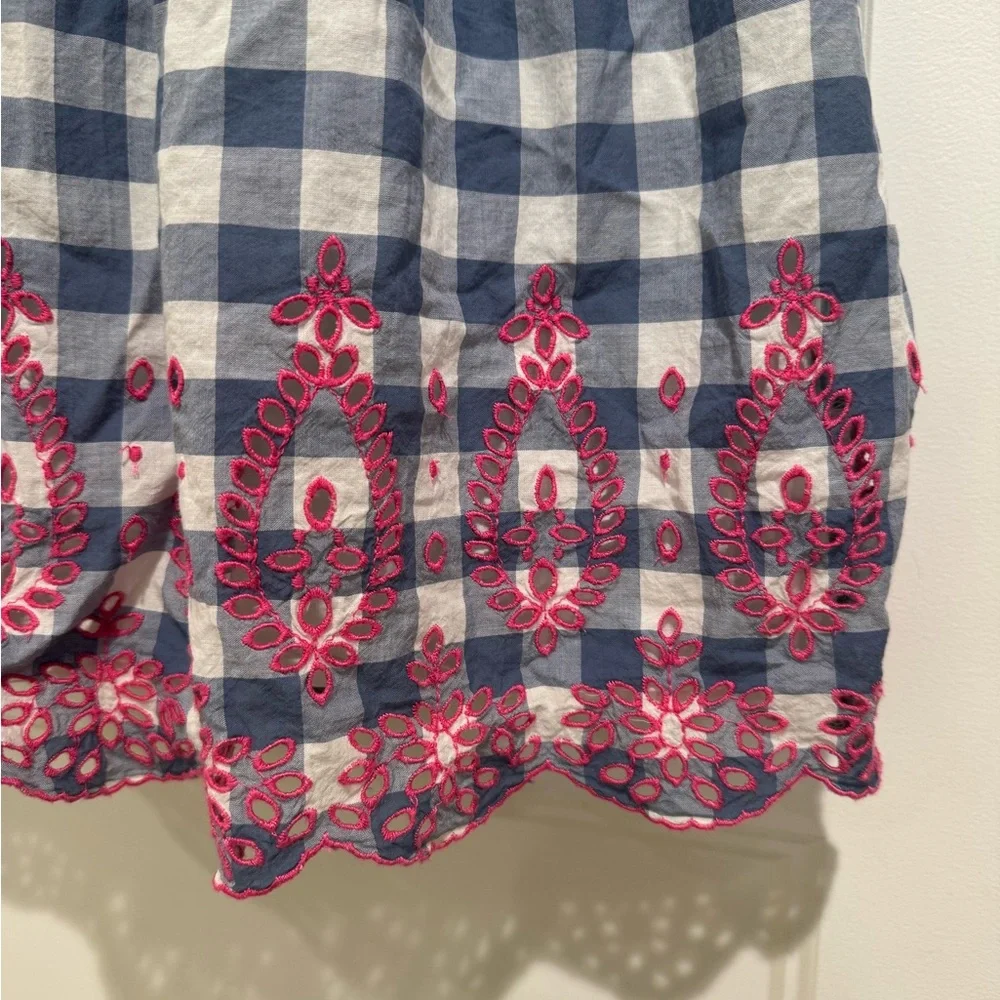 GAP kids Blue Gingham Eyelet trim dress