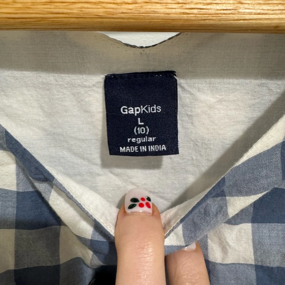 GAP kids Blue Gingham Eyelet trim dress