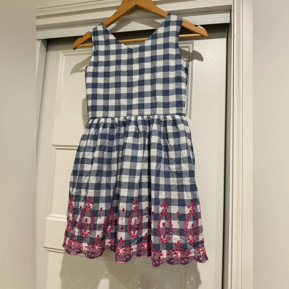 GAP kids Blue Gingham Eyelet trim dress