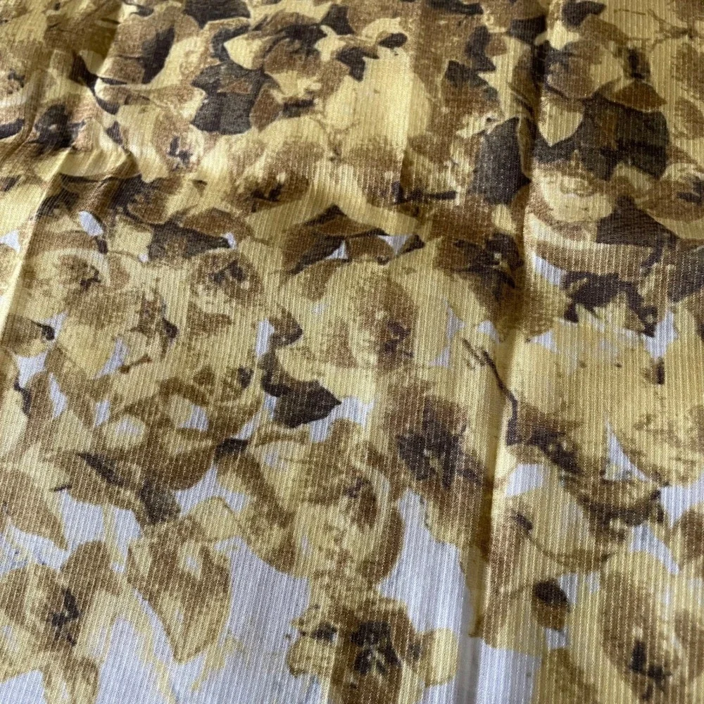 Large mustard yellow Floral scarf Shawl Wrap Lightweight Silk‎ 46.5