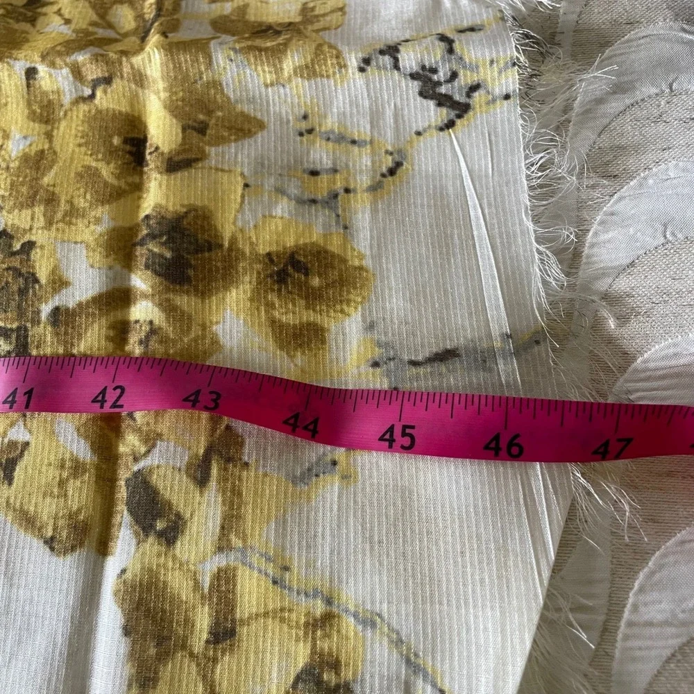 Large mustard yellow Floral scarf Shawl Wrap Lightweight Silk‎ 46.5