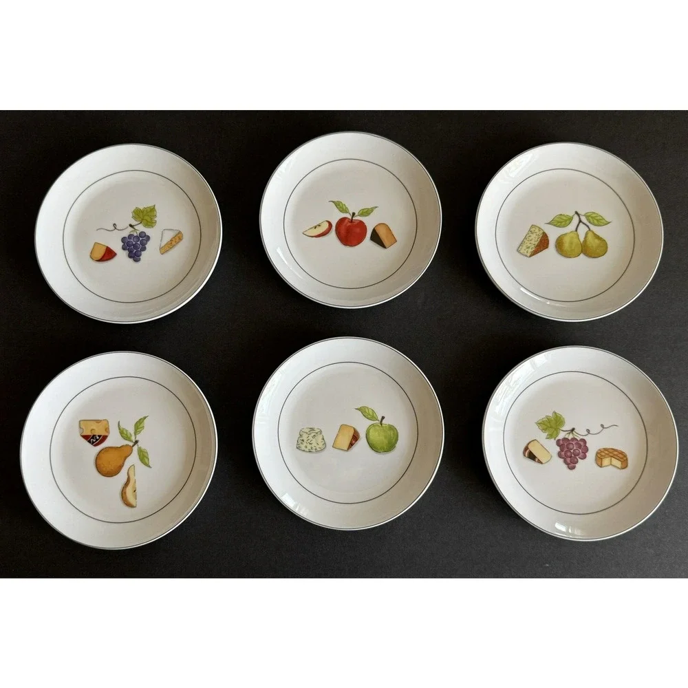 Crate & Barrel NANCY GREEN Fruit Fromage Appetizer Cheese Plates 6 1/2