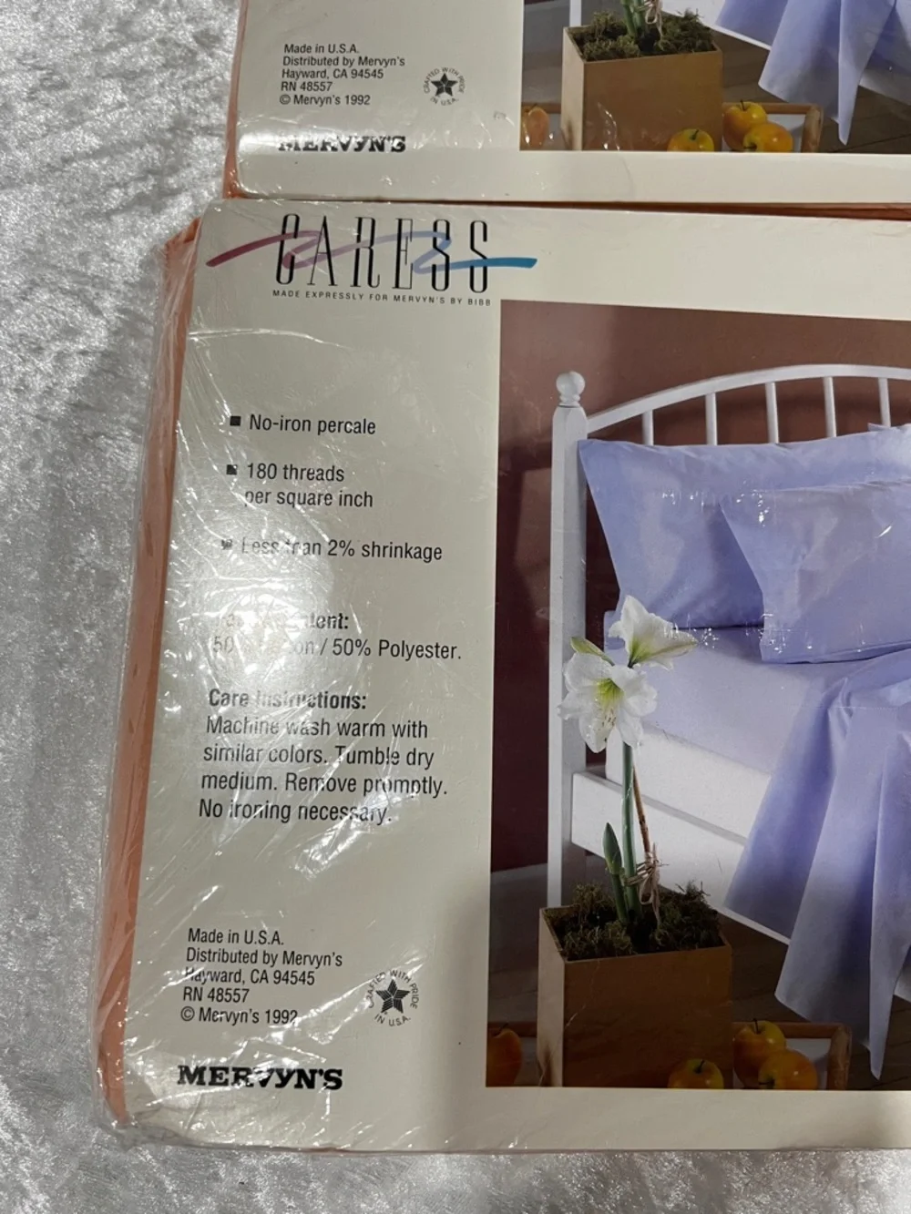 Vintage Sheets Lot  Of 3 CARESS Twin Flat Sheet Green Peach Coral Cotton Blend