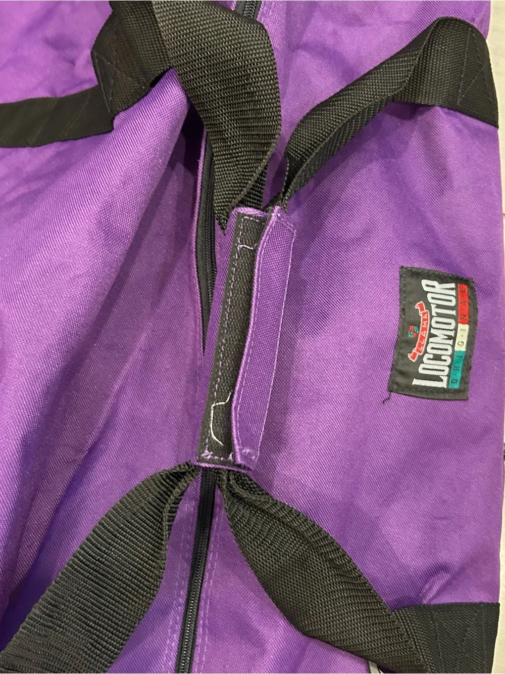 Vtg Llama Locomotor XXL Purple Duffle Bag 34” Travel Sports Equipment Gear Bag