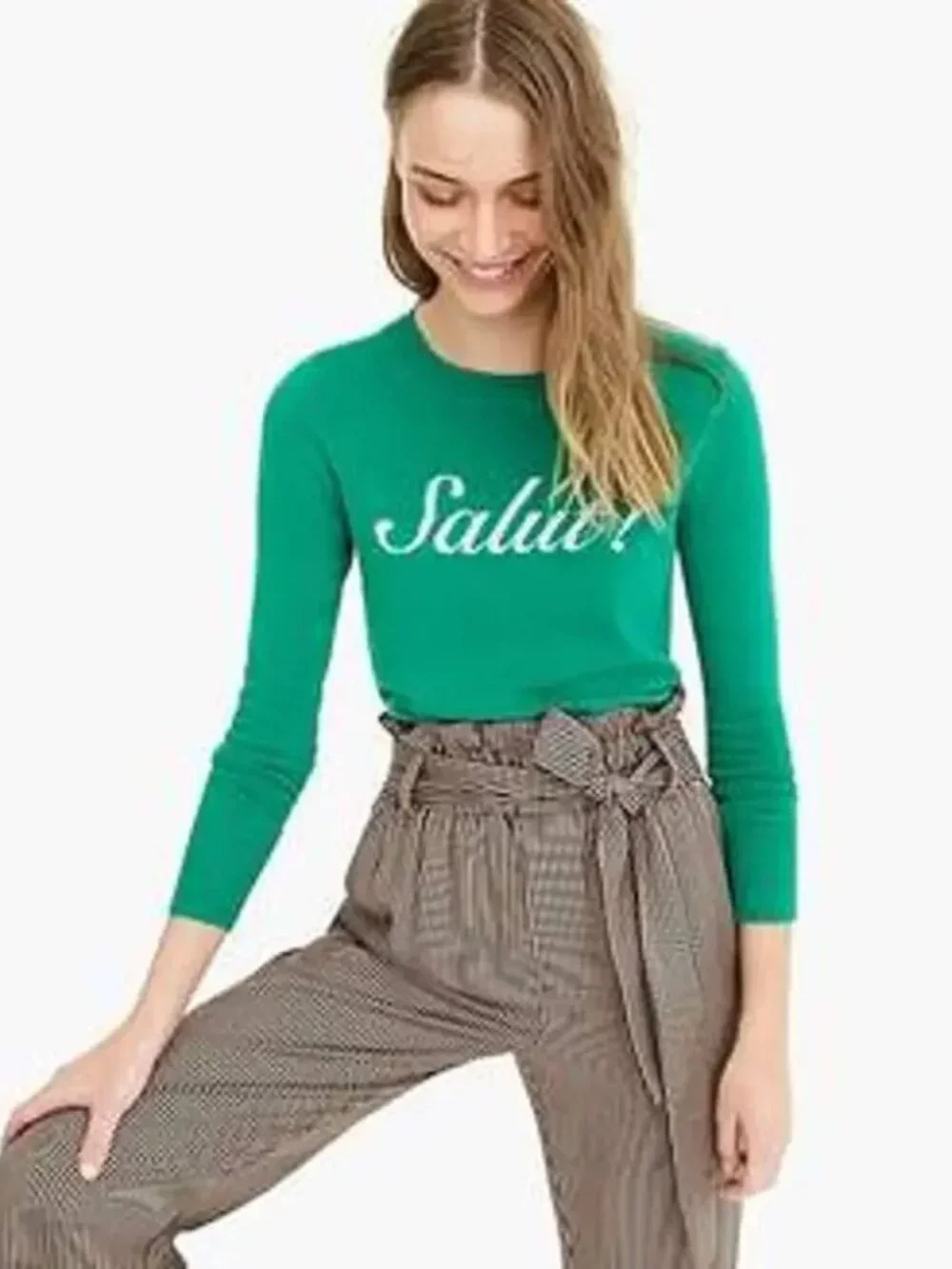 J. Crew Long-sleeve Everyday Cashmere Sweater in Salut! Kelly Green Small #A2827