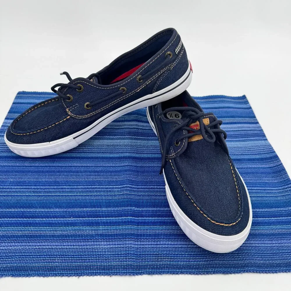 Levi's Boat Shoes Mens‎ 9.5 EUR 43 Coastal Nautical Blue Lace Up GREAT CONDITION