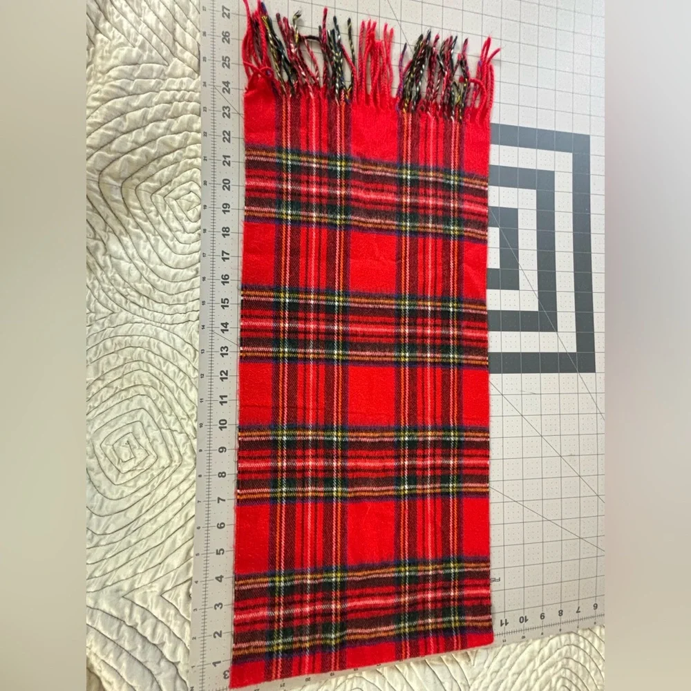 Christian Dior Monsieur Vintage Red Plaid Cashmaire Scarf Made in Japan