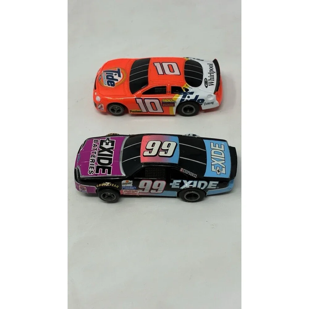 Slot Car Life Like M Chassis #99 Exide & #10 Tide + Vtg Bag Spare Parts Tested