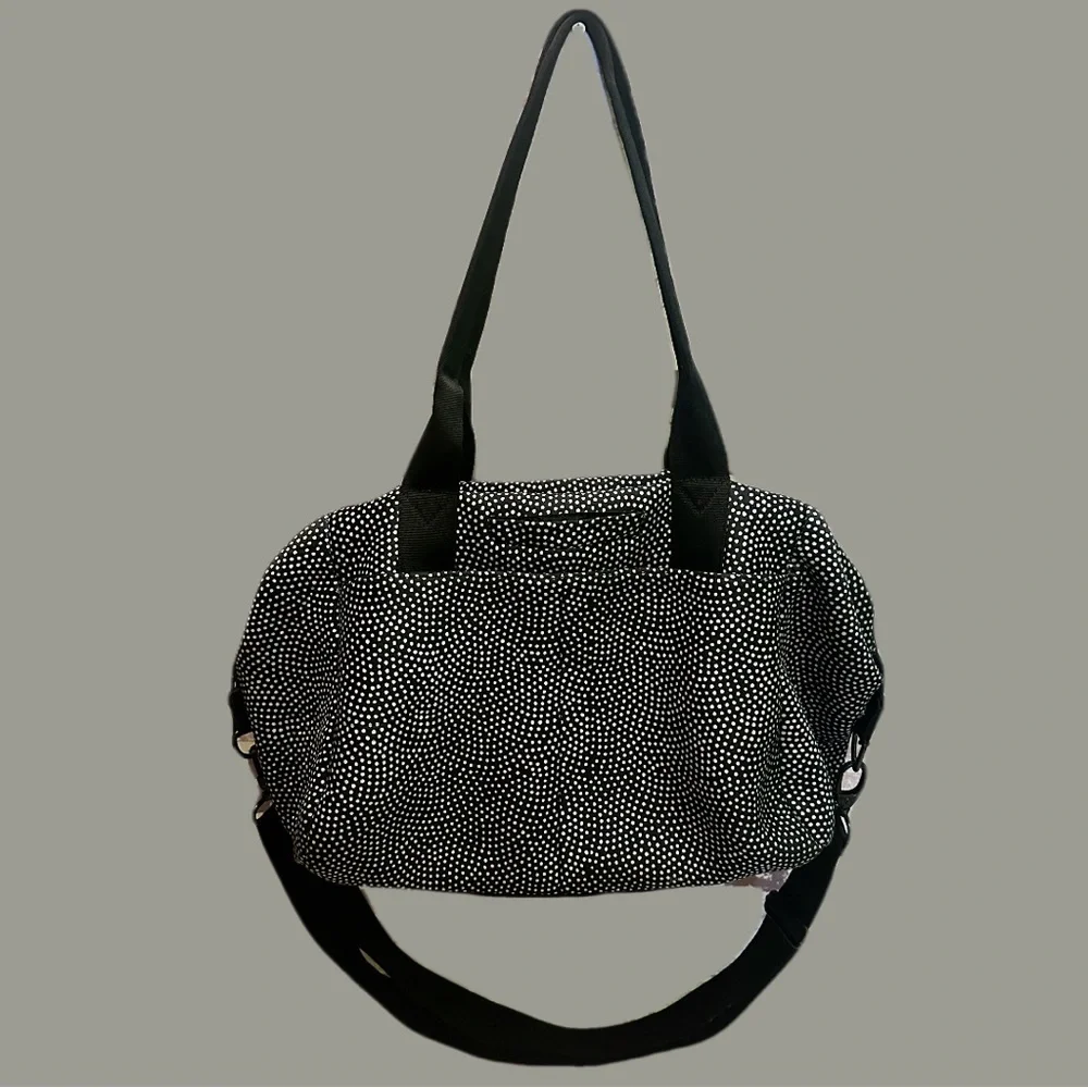 Peloton Black and White Duffel Bag with Speckled Design