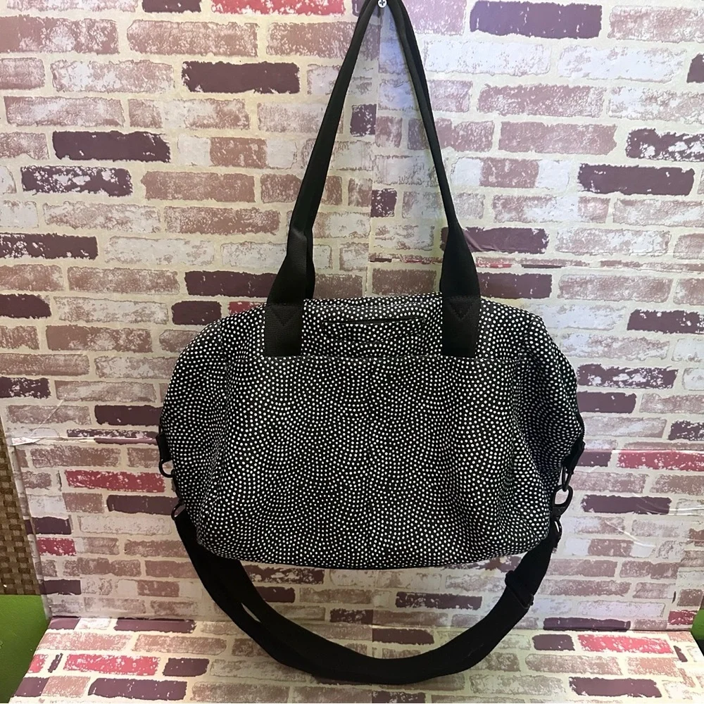 Peloton Black and White Duffel Bag with Speckled Design
