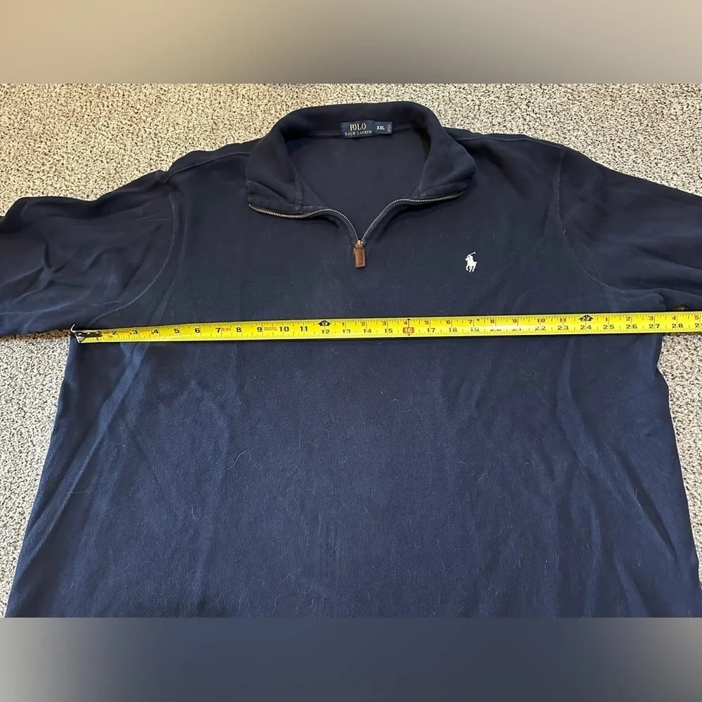 POLO RALPH LAUREN XXL Washed Navy Blue Mesh Knit 1/4 Quarter Zip R $138