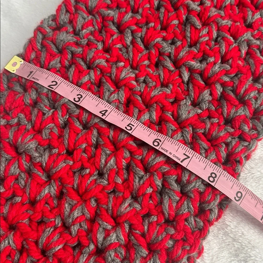 Handmade Thick Chunky Scarlet and Gray Crochet Knit‎ Infinity Winter Scarf OSU